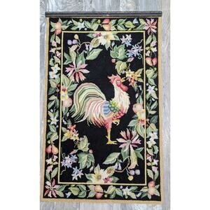Aubusson Style Rooster Tapestry Vintage Gorgeous Colors! 23 X 37"